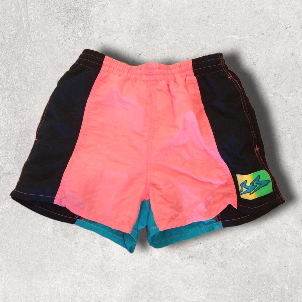 Vintage 80s surf shorts neon size small